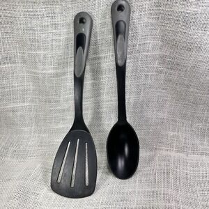 Tailor Made Products Nylon Spoon Slotted Spatula Black Heat Resistant 420F Set 2